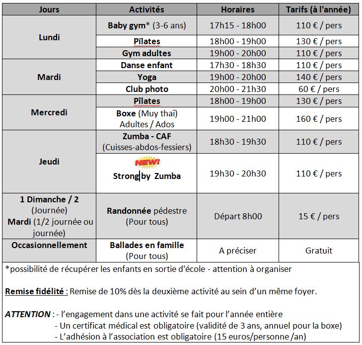 Grille tarifaire 2017